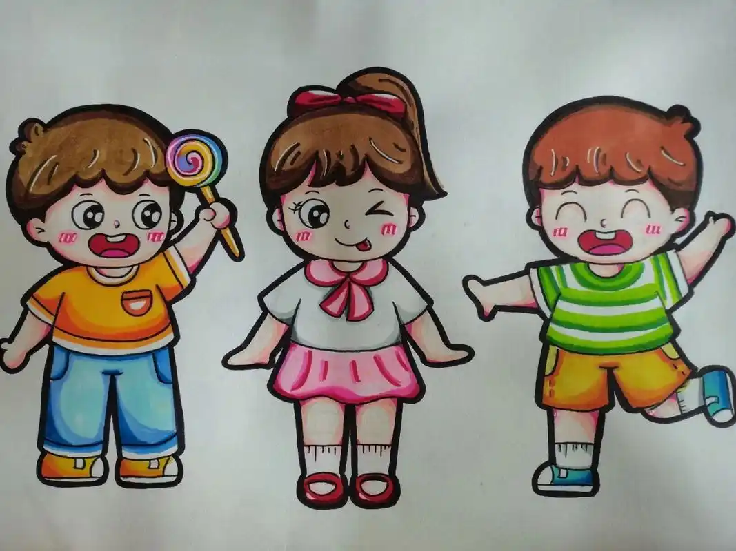 原创儿童画人物 喜欢这个红衣服小女孩,太可爱了儿童画 创意儿童画