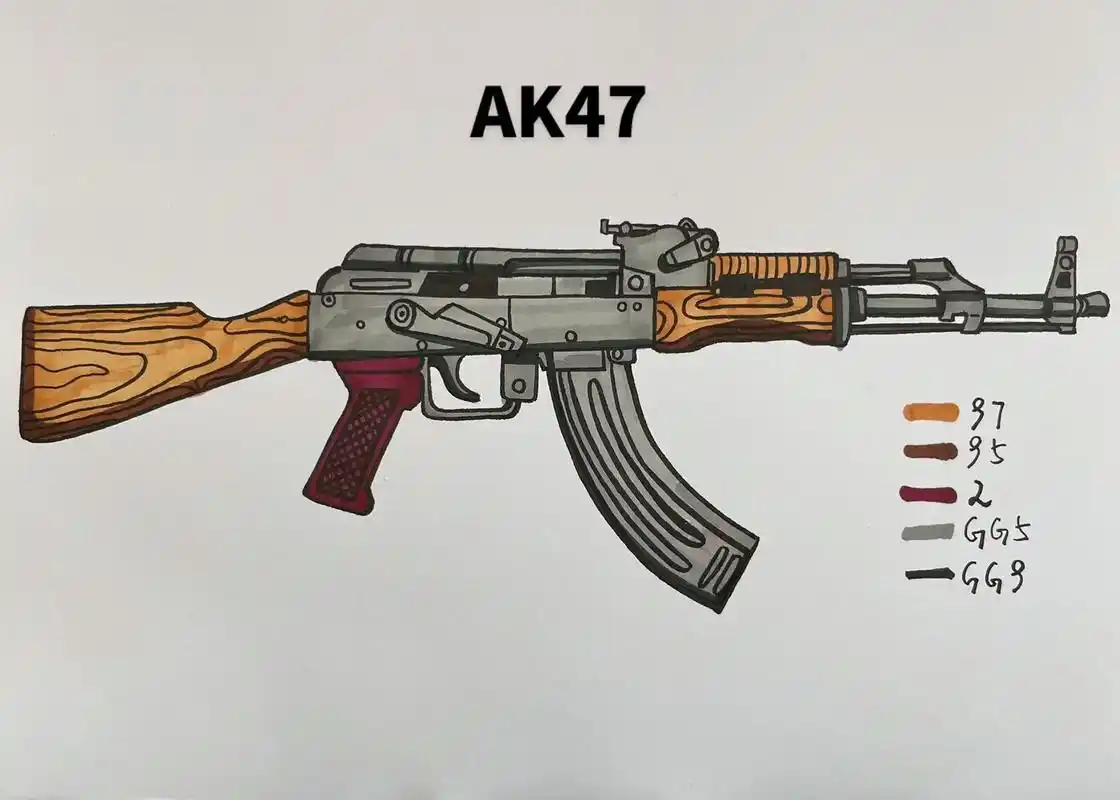 ak47突击步枪.#跟着抖音学画画 #一起学画画  #图文 - 抖音