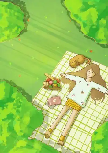 女孩在阳光下午休 夏天