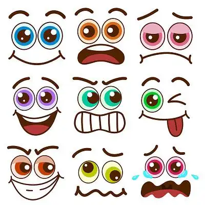 卡通彩色五官眼睛不同表情png素材眼睛元素