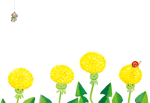 读完了,家长还可以带着孩子走进公园,找一找蒲公英,看看黄色的小花,吹