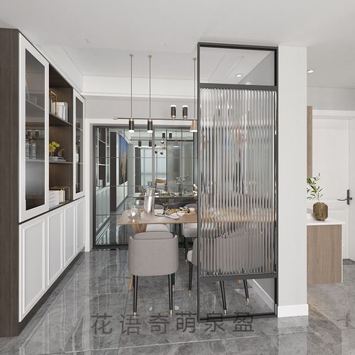 隔断现代简约长虹钢化玻璃隔断屏风餐厅洗手台轻奢客厅屏风隔断墙定制