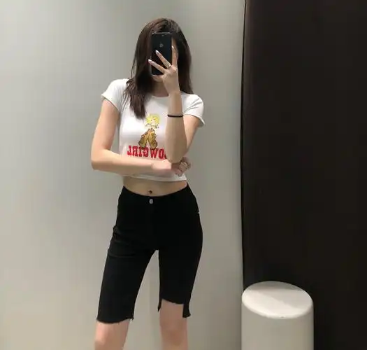 wmxz 2020新款牛仔短裤五分裤高腰直筒女紧身裤显瘦复古不规则裤