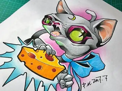 斯芬克斯猫纹身手稿