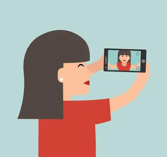 卡通自拍女子素材