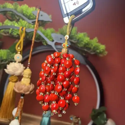 108颗相思豆红菩提汽车钥匙挂件男女款式钥匙扣网红个性情侣挂件