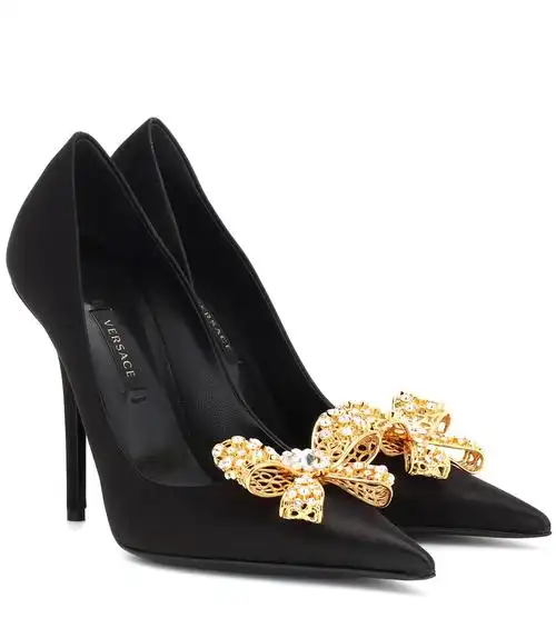 110毫米带装饰缎面高跟鞋