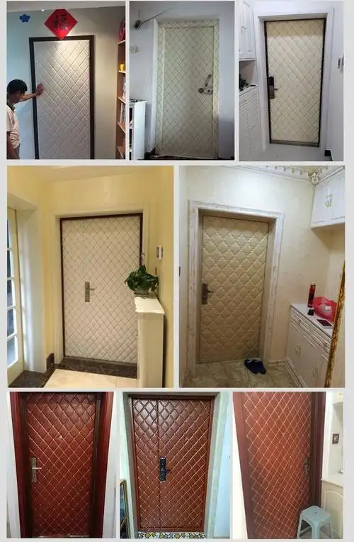 防盗门隔音软包入户门包自粘皮革隔音门贴隔音保暖加厚材料 u45-pu灰