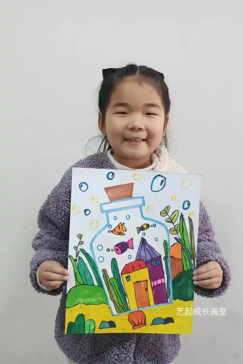 幼儿园大班画画作品.《瓶子里的世界》#创意美术 #画画 #儿 - 抖音