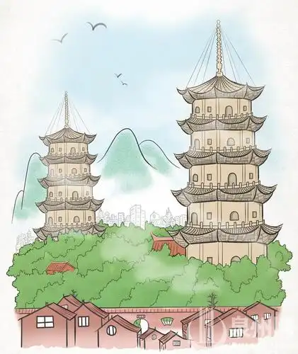 北朝南,中轴线主要建筑自南向北依次为紫云屏,天王殿与拜亭,东西两廊