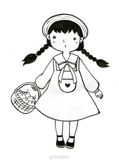 小女孩,手绘女生