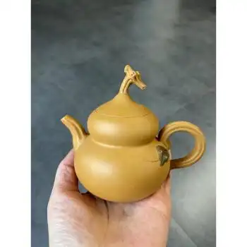 蒋蓉紫砂壶宜兴名家纯全手工紫砂壶原矿黄金段泥贴花葫芦壶中小品茶壶