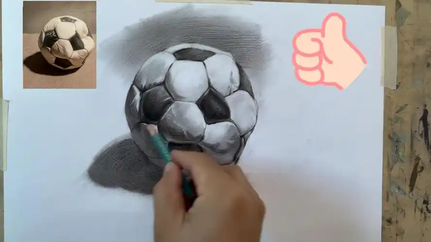 素描球单体骤步-足球