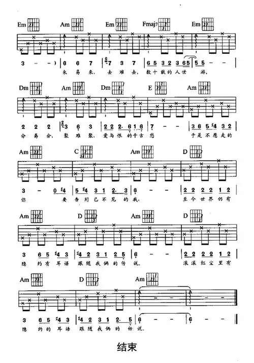 滚滚红尘吉他谱