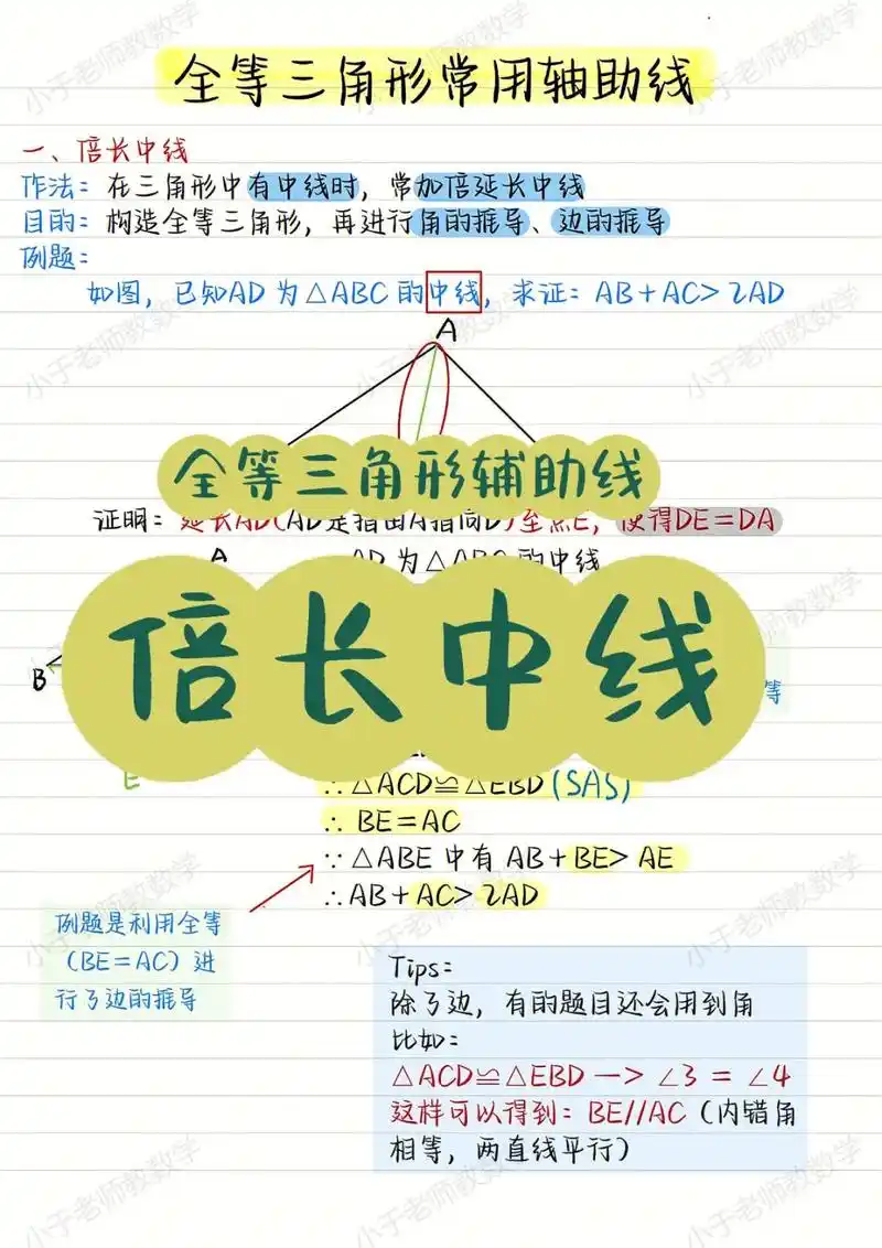 97必会| 全等三角形辅助线之倍长中线|||7215很多同学最近 - 抖