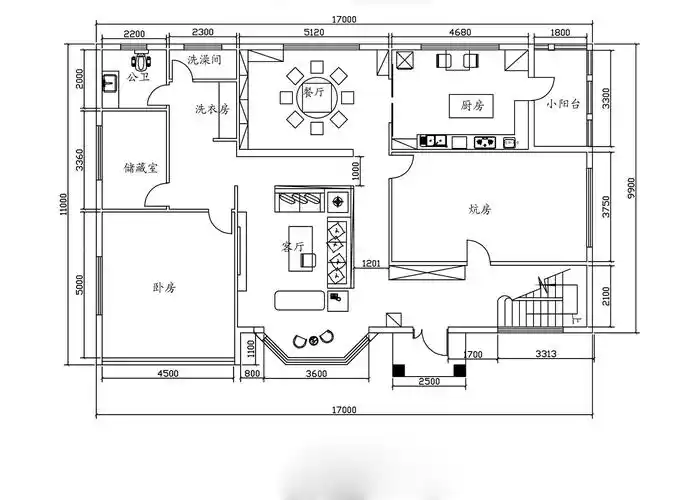 一室两厅房子设计平面图_装信通网效果图
