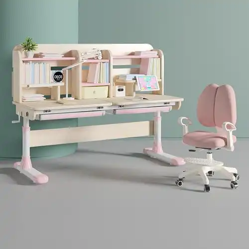 学习桌书柜一体双人双胞胎书桌儿童组合带书架家用小孩写字桌学生