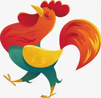 彩色公鸡手绘大公鸡(4739x4619)aipng手绘卡通可爱动物公鸡矢量素材