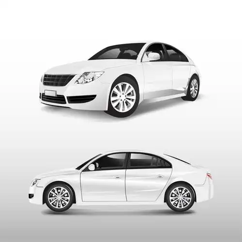 隔离在白色向量上的白色轿车