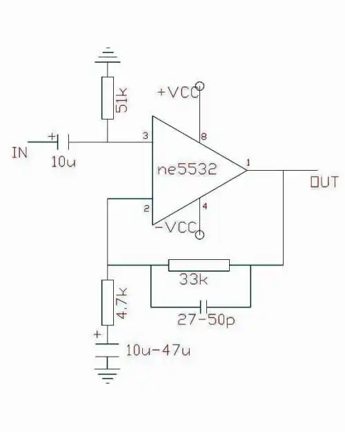 ne5532电子分频和前级放大电路输入端对地电压不为零
