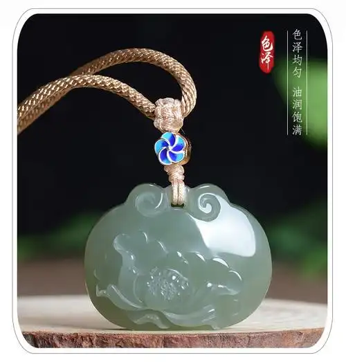 情人节礼物景曦新疆和田玉青白玉莲花吊坠女士玉佩玉挂件玉石玉项链
