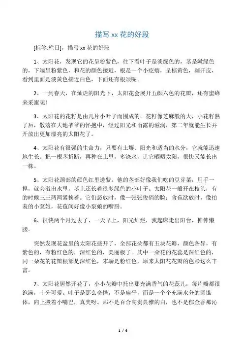 描写向日葵的优美段落 - 百度文库