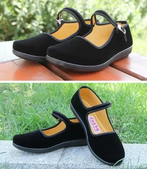 老北京布鞋黑色工作女鞋平跟平底酒店酒店服服务员舒适布鞋