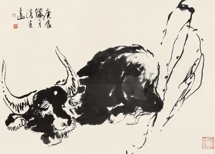 【卧牛图 镜框 纸本】拍卖品_图片_价格_鉴赏_绘画_雅昌艺术品拍卖网