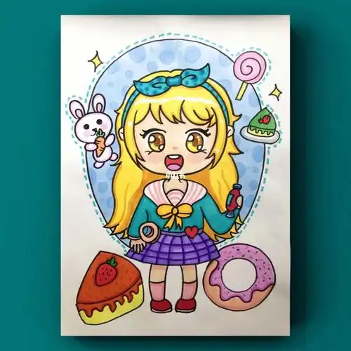 97动漫女孩77装饰:适合8到12岁临摹