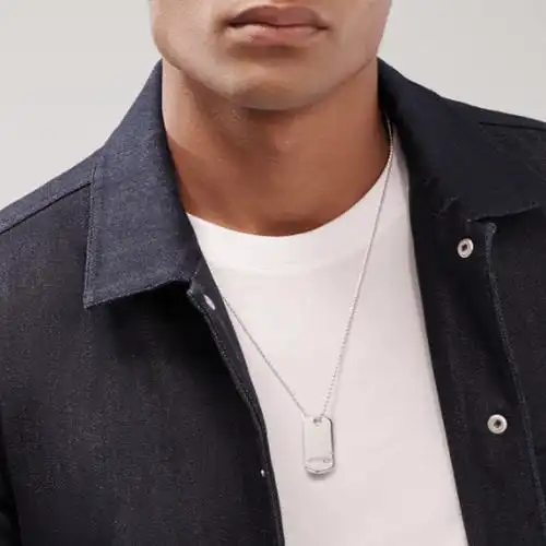 蒂芙尼tiffany蒂凡尼1837makers系列925银男士雕刻标签吊牌吊坠项链送