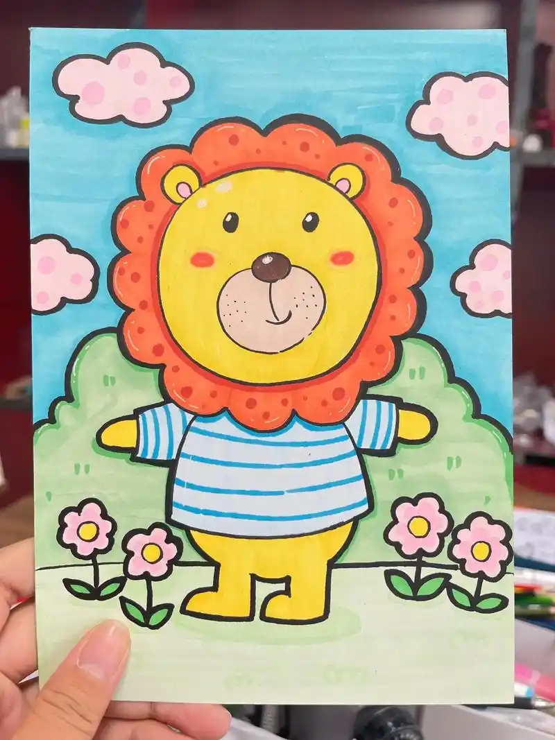 小狮子.画一张小狮子#少儿美术 #卡通画 - 抖音