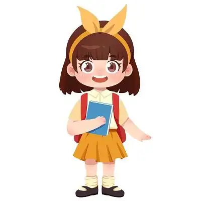 卡通开学季可爱女生学生人物抱书本开学元素学生开学季