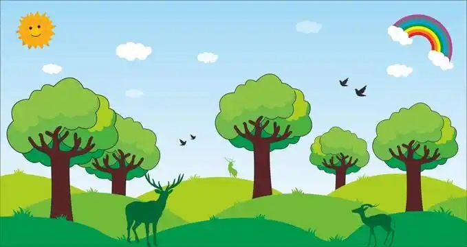 卡通森林壁画森林装饰画图片