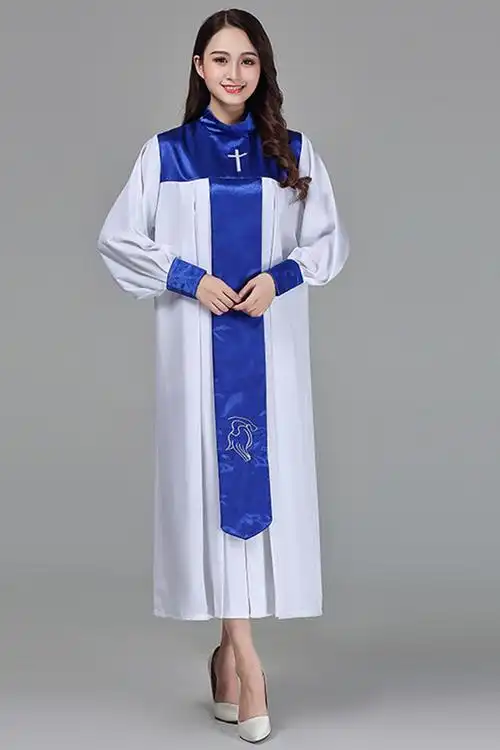 教会耶稣教诗班圣服基督圣衣诗班服基督徒圣袍圣诗服装教堂指挥服 深