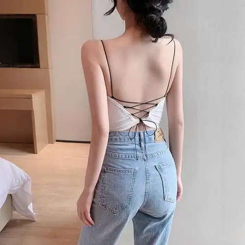后背短款夏季吊带打底露背美背性感交叉外搭抹胸