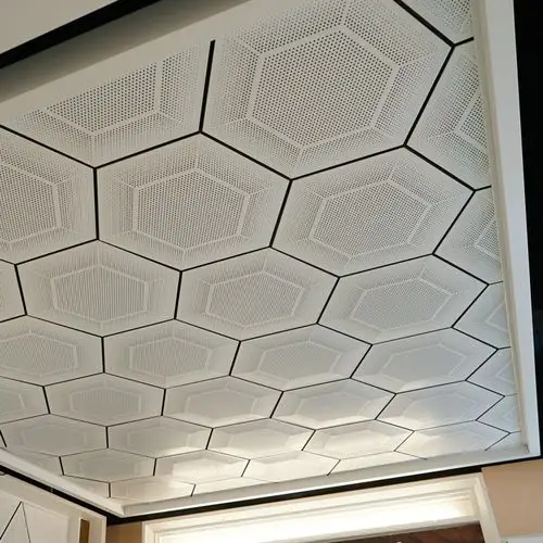 正六角形冲孔吸音铝方板 供应办公室工程现货吊顶铝扣板厂家批发