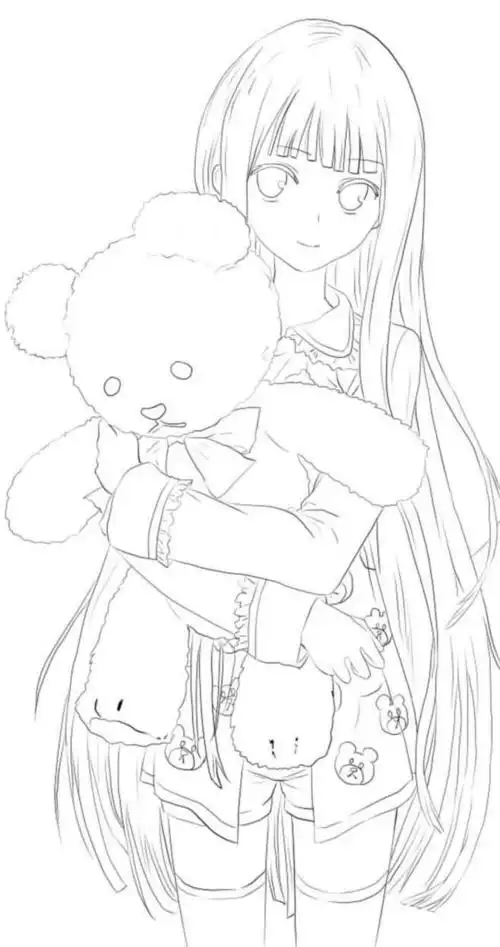 线稿漫画卡通人物绘画平面灵感素材二次元白底大图