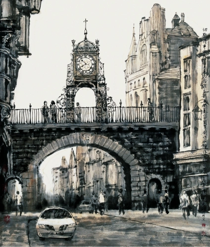 张仁芝山水画,用线挣脱传统绘画程式,把自古以来国画中的二维平面视觉