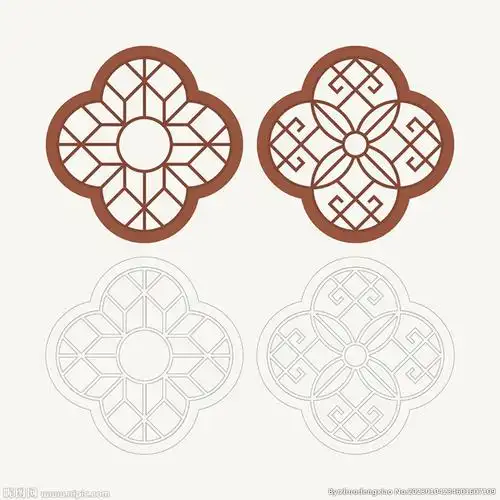 梅花形窗花格 花窗 中式图案