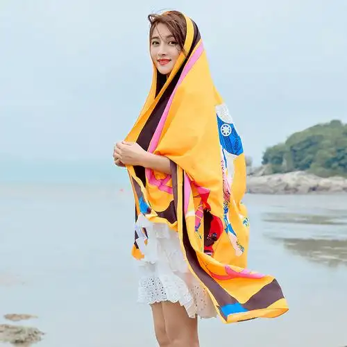丝巾沙滩巾防晒超大茶卡盐湖青海旅游西北披肩薄款百搭纱巾女夏季