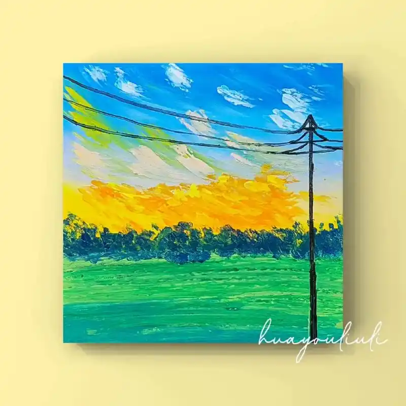 油画棒风景画·简单新手详细教程.色系颜色:经典色系:浅蓝,天 - 抖音