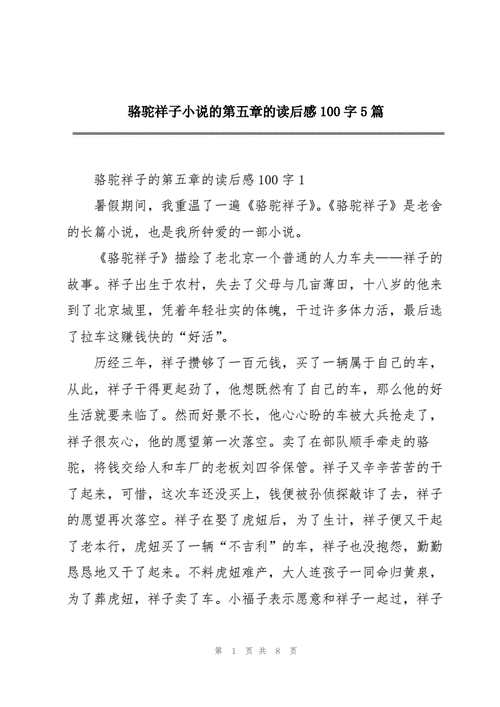 骆驼祥子小说的第五章的读后感100字5篇docx8页