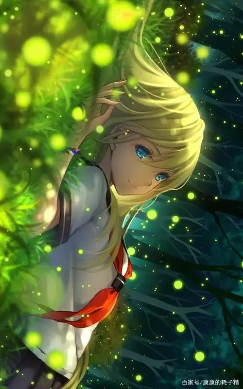 美丽的森林卡通女孩图片/绿色墙纸/(图片来自互联网,对不起入侵和删除