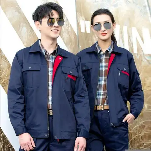 工作服套装男春秋长袖耐磨汽修服车间厂服上衣定制工地工装劳保服 威