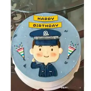 小红书手绘八一建军国庆节敬礼军人警察生日蛋糕装饰巧克力转印纸