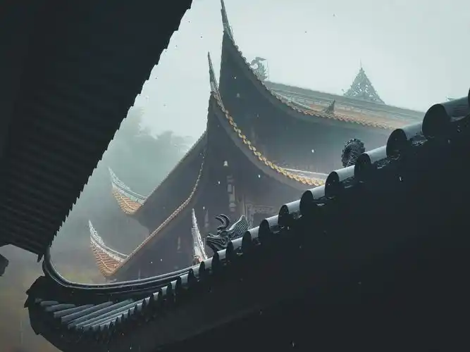 雨中的寺庙