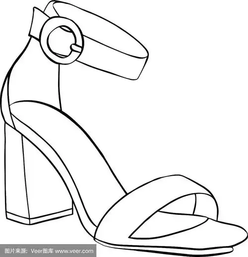 矢量插图高跟鞋凉鞋,女人的鞋子.时装插图