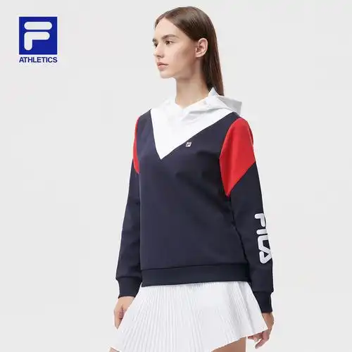 filaathletics斐乐官方女子连帽卫衣2021冬季新款拼色运动衫