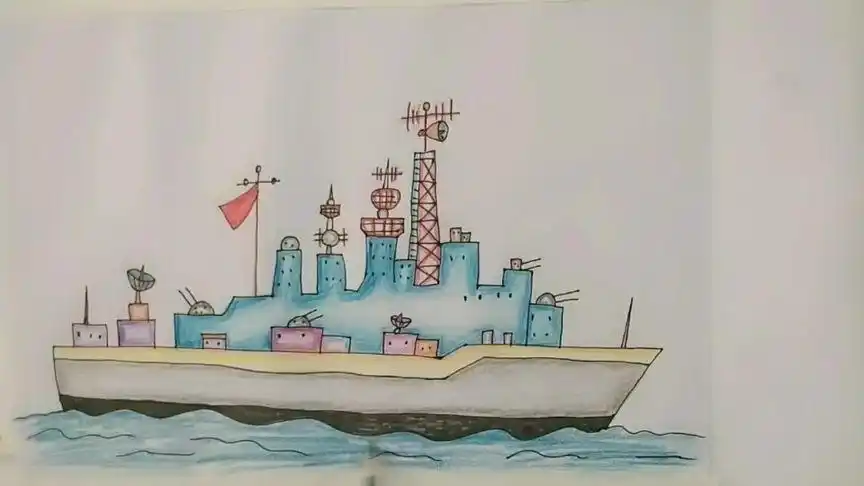 儿童简笔画军舰