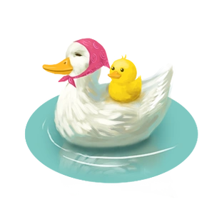 动物母亲和孩子母鸭带小鸭手绘卡通可爱